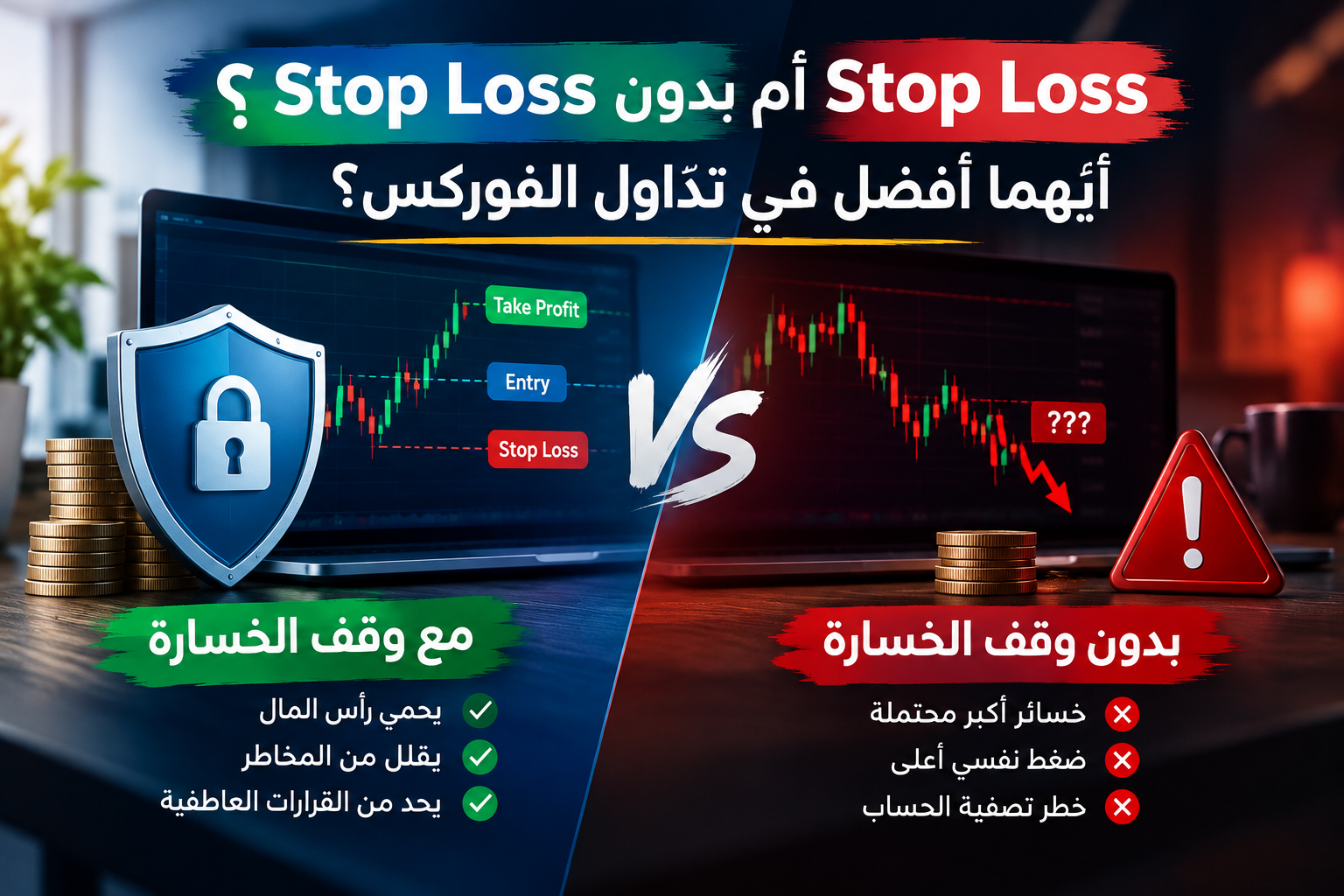 Stop Loss أم بدون Stop Loss؟ أيهما أفضل في تداول الفوركس؟